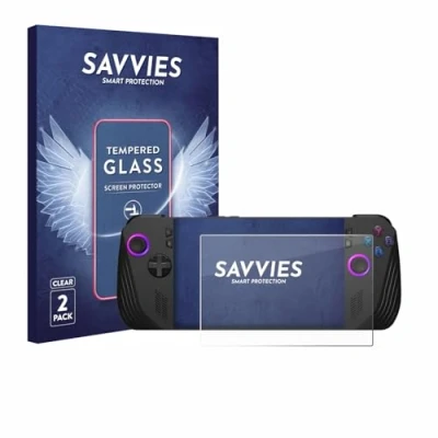 Abbildung von Savvies Panzer Schutz Glas für ASUS ROG Ally X (2024) (2 Stück) 9H Hartglas, Anti Fingerprint, Displayschutz