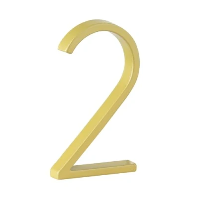 Abbildung von HASWARE Schwebendes Hausnummernschild: 5 Zoll (12cm) modernes Türschild auffällig für Straßennummern (2, Golden)
