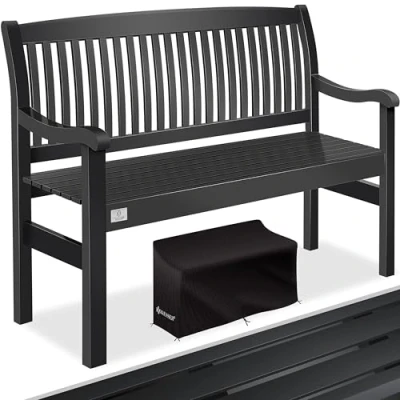 Abbildung von KESSER® Gartenbank Holz Holzbank wetterfest für 2 bis 3 Personen Parkbank aus Massivholz Sitzbank 225 kg belastbar 125 cm Balkonbank Bank Balkon Terrasse &amp; Garten inkl. Cover Anthrazit