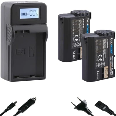 Abbildung von 2X blumax Akku Ersatz für Nikon EN EL15c [ 2250mAh ] + Speed Charger EL15b EL15a EL15 / D800 D850 D7200 D7500 Z8 Z7 II Z6 III Z5 Zf