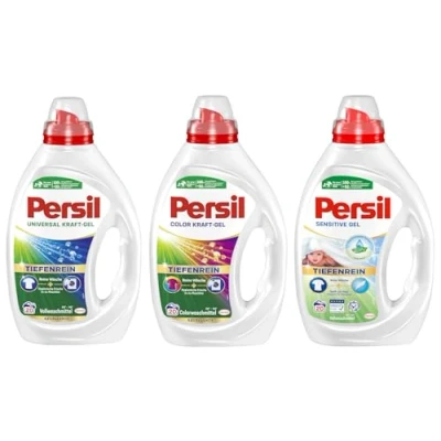 Abbildung von PERSIL Gel Set 3x 20 Waschladungen (60WL) 1x Kraft Universal &amp; Color Sensitive Gel, Flüssigwaschmittel mit Tiefenrein Technologie für Allergiker Babys