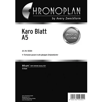 Abbildung von Chronoplan 50304 karierte Kalendereinlagen zum Nachfüllen für Terminplaner (A5 Format, 50 Blätter mit Universallochung, 80g/m², ideal Notizen und Skizzen, viele Organizer)