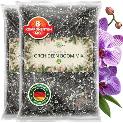 Abbildung von ORAGARDEN Orchideen Mix 8 Komponenten Blumenerde für Zimmerpflanzen und Garten 6L Orchideenerde Substrat Pflanzen, Palmen, Blumen