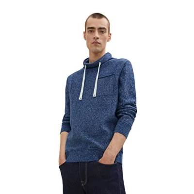 Abbildung von TOM TAILOR Herren Snood Strickpullover mit Brusttasche 1033654, 30642 Hockey Blue Structure, L