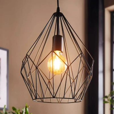 Abbildung von Eglo 49257 Hängeleuchte CARLTON Stahl schwarz E27 1X40W H:110cm Ø31cm dimmbar