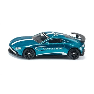 Abbildung von siku 1577, Aston Martin Vantage GT4, Spielzeug Auto, Metall/Kunststoff, Blau, Metallic Lackierung, Riesiger Heckflügel, Sportliche Felgen, Detailgetreues Design