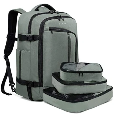 Abbildung von BANGE Reiserucksack 40 Liter, FAA Fluggenehmigt, Wochenendtasche, Handgepäck, Grün (Rucksack mit 3 Würfeln) (Grün)