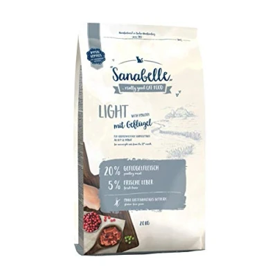 Abbildung von Sanabelle Light Katzentrockenfutter mit vermindertem Energiergehalt für übergewichtige Katzen 4 x 2 kg