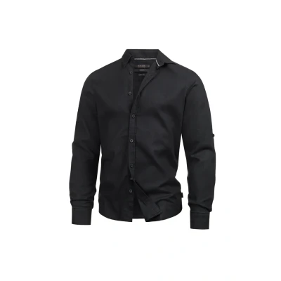 Abbildung von Indicode Herren Brayden Hemd gestreift mit Button Down Kragen Herrenhemd Männerhemd Black S