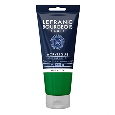 Abbildung von Lefranc Bourgeois 300392 Fine Acrylfarbe Grün Mittel, 80ml Tube, cremige auf Wasserbasis, schnell trocknend, lichtecht, wasserfest