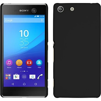 Abbildung von PhoneNatic case kompatibel mit Sony Xperia M5 Hülle schwarz gummiert Hard + 2 Schutzfolien