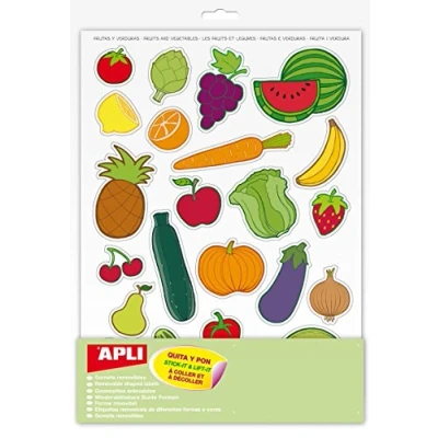 Abbildung von APLI Kids 11451 Gummibeutel, 12 Blatt, Obst und Gemüse