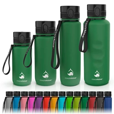 Abbildung von coolrhino Trinkflasche 1500ml für Sport, Outdoor, Schule, Fitness &amp; Kinder Wasserflasche auslaufsicher und Bpa frei Flasche Kohlensäure geeignet (Rhino Forest Green, 1500ml)