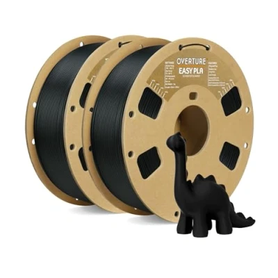 Abbildung von OVERTURE Easy PLA 1.75 mm 3D Druckerfilament, 2kg (4.4 lbs), Verstärkt Zähigkeit PLA, Maßgenauigkeit +/ 0,02 mm(Easy Schwarz 1kg*2)
