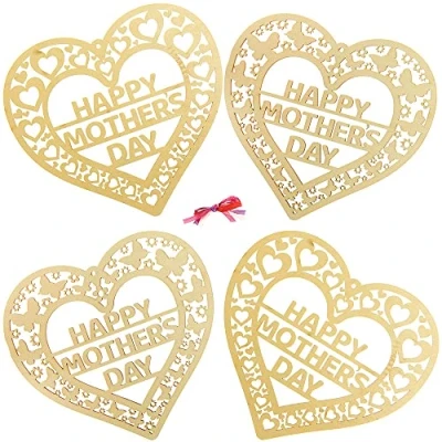 Abbildung von Baker Ross FX508 Filigrane Holzkränze zum Muttertag 4er Pack, Holzbastelsets für Kinder Bemalen, Mittel