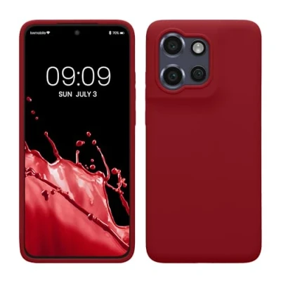 Abbildung von kwmobile Hülle kompatibel mit Motorola Edge 50 Neo/ThinkPhone 25 Silikon Handy Case Handyhülle weiche Oberfläche kabelloses Laden Rhabarber Rot
