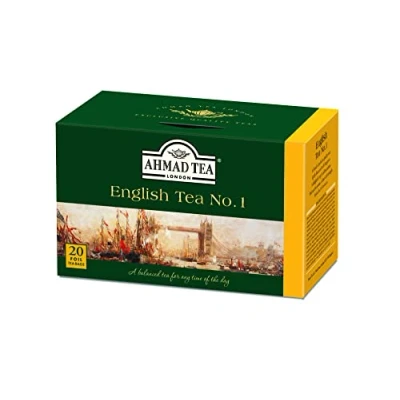 Abbildung von Ahmad Tea English No. 1 Schwarztee Mischung mit Bergamotte Einzeln Verpackte, Aromaversiegelte Teebeutel 2g Tee pro Portion 20 Band