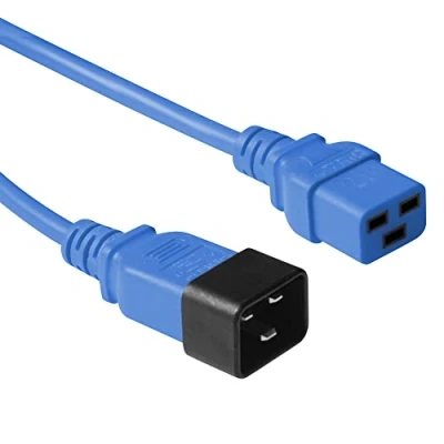 Abbildung von ACT Kaltgerätekabel Verlängerung 0,6m, C19 Buchse auf C20 Stecker, IEC 60320 Netzkabel AK5092 Blau