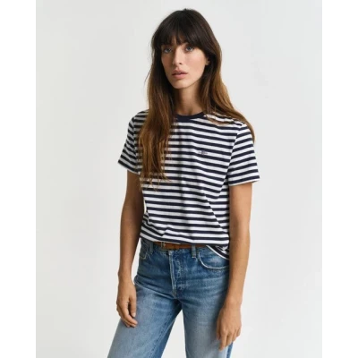 Abbildung von GANT Regular Striped Shield Tshirt print, Damen, Größe: XXL, Evening blue
