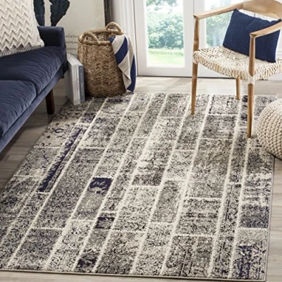 Abbildung von SAFAVIEH Boho Teppich für Wohnzimmer, Esszimmer, Schlafzimmer Monaco Collection, Kurzer Flor, Grau und Multi, 155 X 231 cm