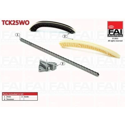 Abbildung von FAI AutoParts TCK25WO Steuerkettensatz ohne Dichtungen, Zahnräder Simplex, Bolzenkette SKODA: Fabia 2 Schrägheck, Combi, Roomster