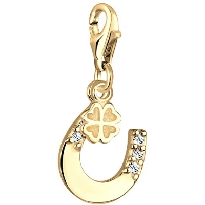Abbildung von Nenalina Charm Einhänger Hufeisen Kleeblatt Kristalle 925 Silber