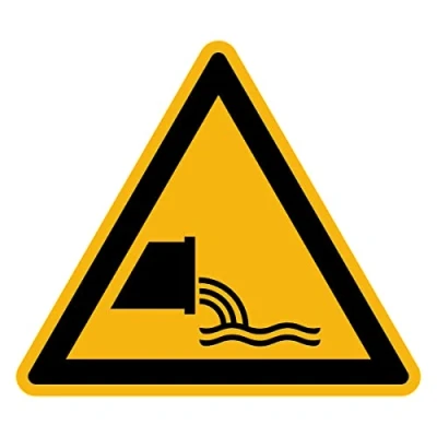 Abbildung von Aufkleber Gefahr Warnung NF ISO 7010 Selbstklebende Plastifizierte Dreiecksplatte Wasser und UV beständig Abwasserableitung 25x25 cm