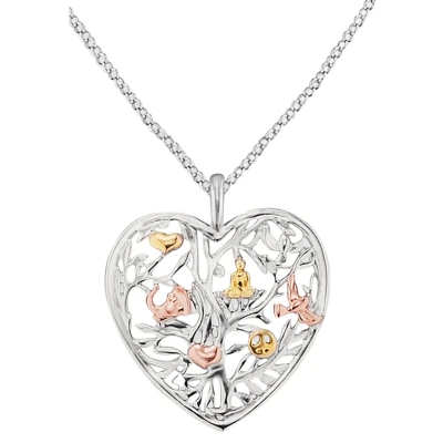 Abbildung von Engelsrufer Damen Halskette aus Sterling Silber mit herzförmigem Lebensbaum Anhänger in tricolor, rhodiniert, gelb und rosévergoldet, 50 cm, nickelfrei