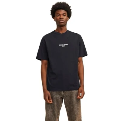 Abbildung von Jack &amp; Jones Rundhals Tshirt print, Herren, Größe: Large, Black