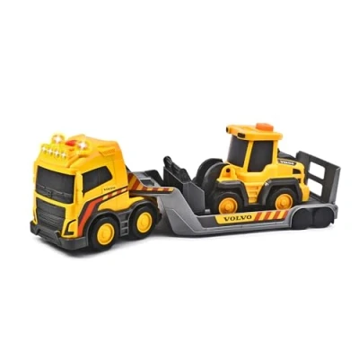 Abbildung von Dickie Toys Spielzeug Auto Spielfahrzeug Tieflader Baustelle Go Real Volvo Truck Team 203