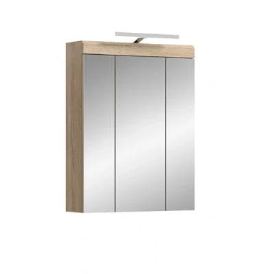 Abbildung von xonox.home Bad Lambada X06F1726 Spiegelschrank Wandschrank Schrank inkl. Beleuchtung in weiß Hochglanz und Sonoma Eiche hell, B/H/T: 60x79x18 cm