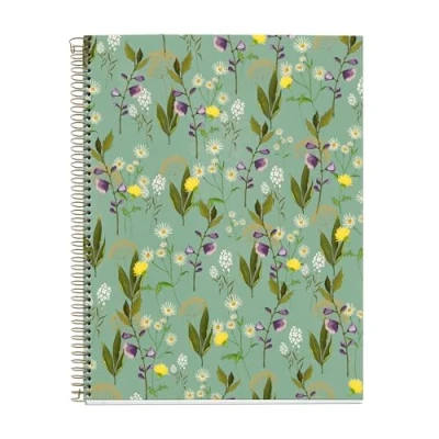 Abbildung von Miquelrius MR48233 Notizbuch, A4, recycelt, horizontale Streifen, 7 mm, 120 Blatt, 4 farbige Kollektion Garden Memories, grüne Blumen