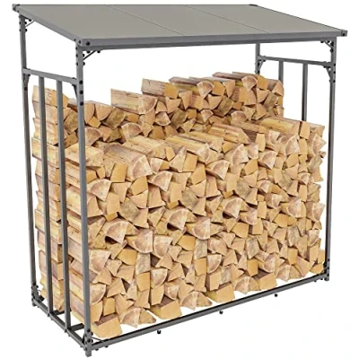 Abbildung von CLP Kaminholzregal Ruston Aluminium S, BxTxH:143x70x145 cm, stabil