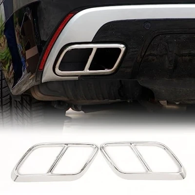 Abbildung von DIYUCAR Auspuffblende für RR Velar 2017 2018 2019 304 Edelstahl Chrom Auto Auspuffrohr Abdeckung Trim Zubehör