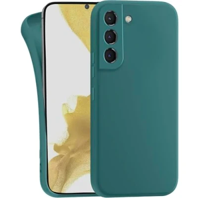 Abbildung von MyGadget Hülle kompatibel mit Samsung Galaxy S22 robuste Handyhülle TPU Case Slim Silikonhülle Back Cover Kratzfest Schutzhülle Matt Olivgrün