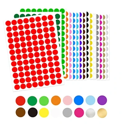 Abbildung von 1536 Stück Runde Klebepunkte 15mm selbstklebende Punktaufkleber 16 Farben Farbkodierung Etiketten Markierungspunkte für Büro, Schule, Kalender, Karten Aufkleber