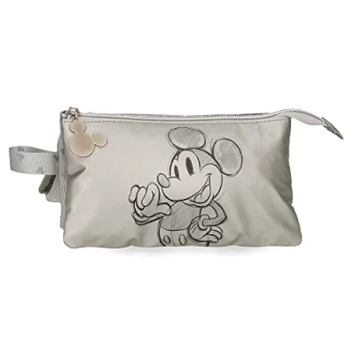 Abbildung von Disney Micky 100 Dreifach Federmäppchen Grau 22x12x5 cm Polyester