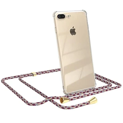 Abbildung von EAZY CASE Handykette kompatibel mit iPhone 7 Plus / 8 Handyhülle Umhängeband, Handykordel Schutzhülle, Silikonhülle, Hülle Band, Stylische Kette für Smartphone, Bordeaux Camouflage