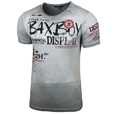 Abbildung von Baxboy T Shirt Moderner Männer Kurzarm Verwaschen Used Look TShirt B 147