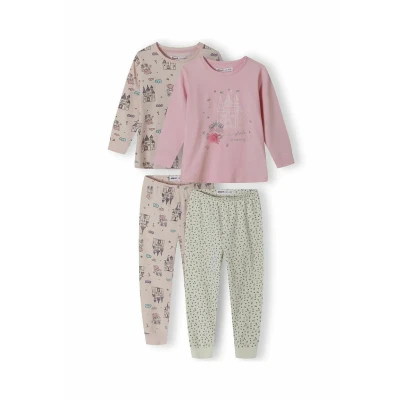 Abbildung von Minoti 2 PACK LONG Sleeve Set Nachtwäsche für Kinder, Größe: 74/80, Pink white