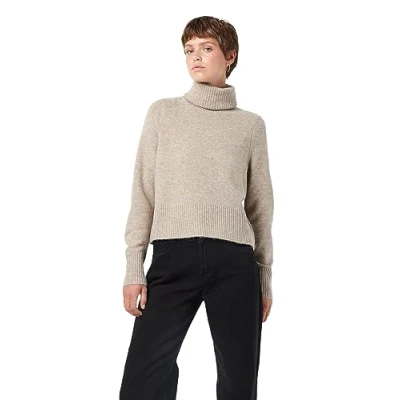 Abbildung von Noisy May Polokragen Strickpullover, Damen, Größe: Large, beige mottled