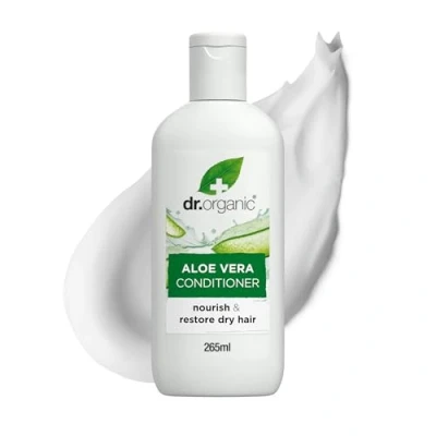 Abbildung von Dr Organic Aloe Vera Conditioner, Beruhigend, Für alle Haartypen, Natürlich, Vegan, Tierversuchsfrei, Paraben &amp; SLS frei, Recycelbar Aus im Meer gebundenem Plastik recycelt, Zertifiziert Bio, 265ml