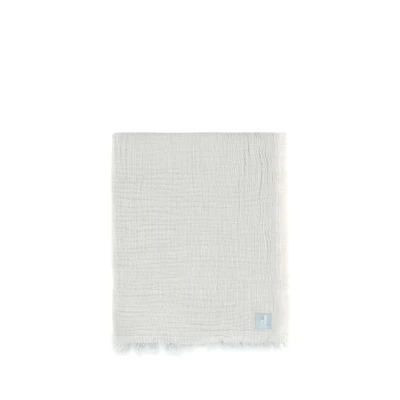 Abbildung von Jollein Babydecke Muslin Fringe Stripe, Sea Green/Ivory 120x120cm 100% Baumwolle Fürs Kinderbett 0.5 TOG GOTS Zertifiziert Mit Fransen