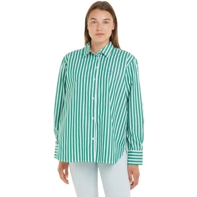 Abbildung von Tommy Hilfiger Stripe EASY FIT Shirt Hemdbluse, Damen, Größe: 44, Olympic green