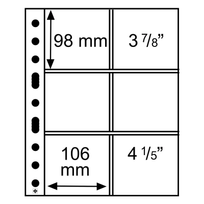 Abbildung von Leuchtturm, Grande, Blätter (4 Ringe) 2x3er Einteilung (106x98 mm.) Transparent Abm: 242x312 mm. pro 5 Stk.