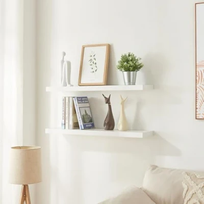 Abbildung von [en.casa] Wandregal 3er Set Stranda Regal Hängeregal Schweberegal 80 x 20 4 cm Wandboard Bilderleiste Regalbrett belastbar bis zu 5 kg Schwebendes Wandablage Weiß