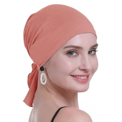 Abbildung von osvyo Bambus Chemo Kopftuch für Frauen mit Haarausfall Krebspatienten Kopfbedeckung Turban in Versiegelter Verpackung BLAU GRAU