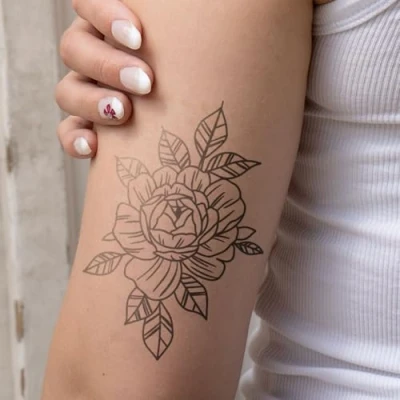 Abbildung von Inkster Tattoo Rosenblüte vegane &amp; wasserfeste Temporäre Tattoos für Erwachsene EU Kosmetikzertifizierte Farbe revolutionäres 2 Wochen Premium Klebetattoos