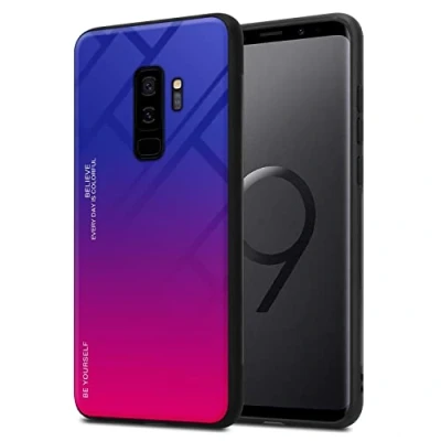 Abbildung von Cadorabo Hülle kompatibel mit Samsung Galaxy S9 Plus Schutzhülle TPU Silikon Case Glas Slim Kratzfest Weiche Gummi Rundumschutz für in Schwarz