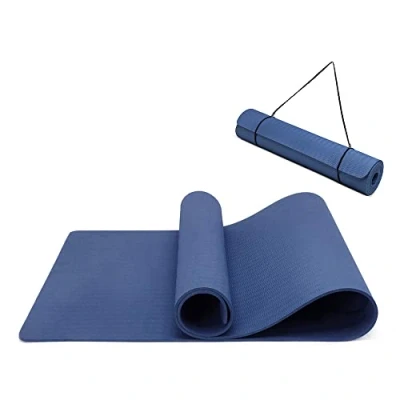 Abbildung von Oak &amp; Tea Yogamatte, rutschfest und umweltfreundliche TPE Sportmatte mit Tragegurt Gymnastikmatte für Pilates, Workout Fitnessmatte 183 x 61 0.6 cm (Marine)